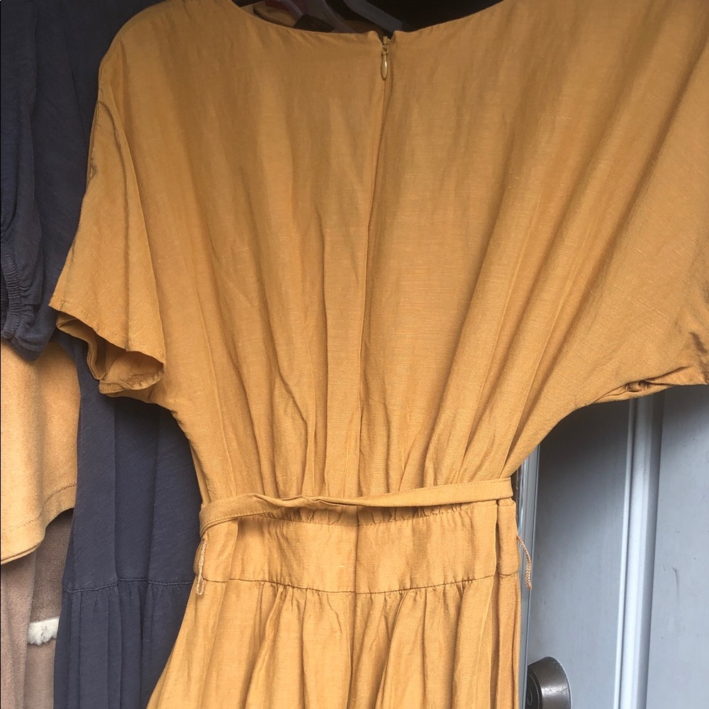 Madewell Mustard Yellow Short-Sleeve Tie-Waist Maxi Dress - Picture 12 of 12